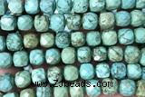 CUBE215 15 inches 10mm faceted cube turquoise gemstone beads