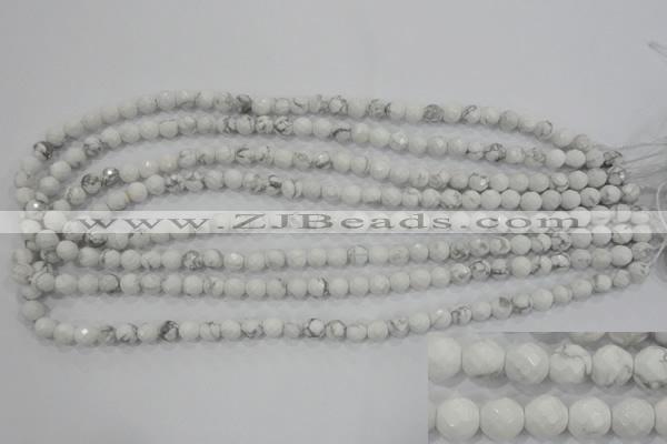 CWB211 15.5 inches 6mm faceted round natural white howlite beads