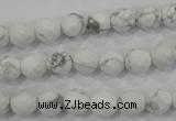 CWB212 15.5 inches 8mm faceted round natural white howlite beads