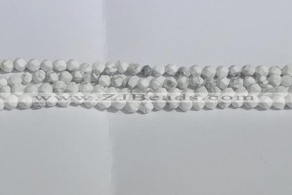 CWB244 15.5 inches 6mm faceted nuggets matte white howlite beads