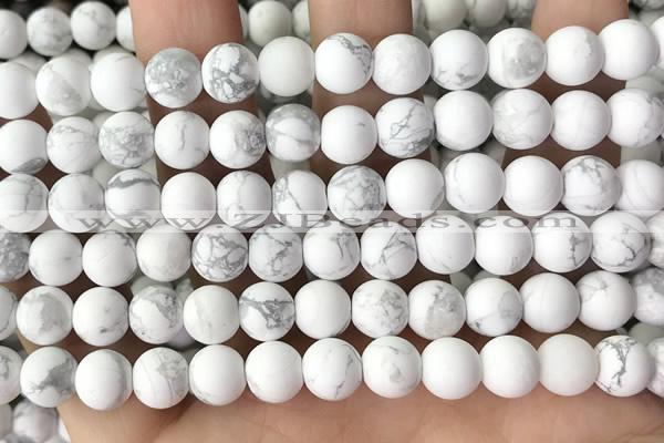 CWB252 15.5 inches 8mm round matte white howlite beads wholesale