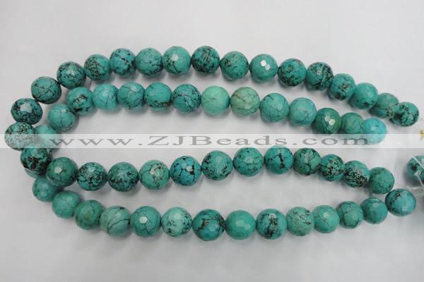 CWB426 15.5 inches 14mm faceted round howlite turquoise beads