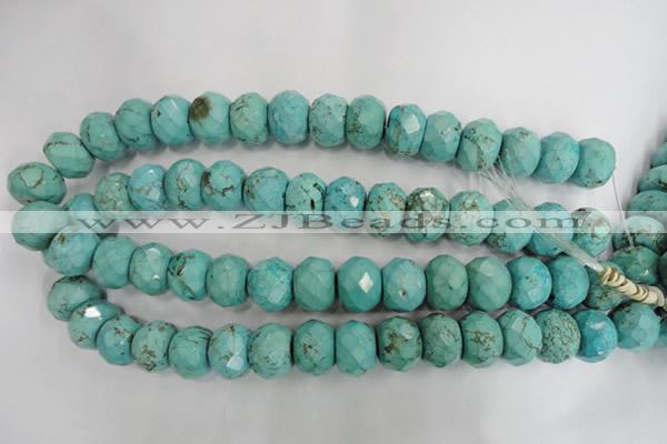 CWB459 15.5 inches 12*18mm faceted rondelle howlite turquoise beads