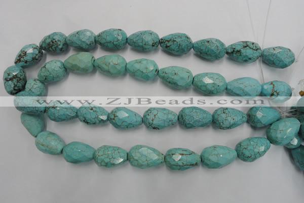 CWB475 15.5 inches 15*22mm faceted teardrop howlite turquoise beads