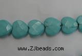 CWB491 15.5 inches 10*10mm faceted heart howlite turquoise beads