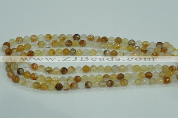 CYC113 15.5 inches 8mm faceted round yellow crystal quartz beads