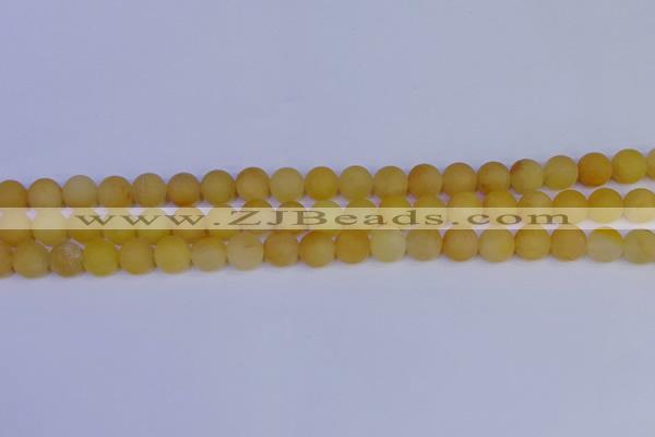 CYJ602 15.5 inches 8mm round matte yellow jade beads wholesale