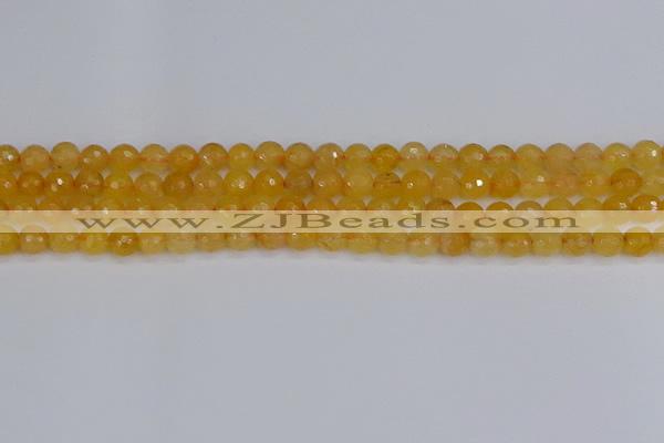 CYJ639 15.5 inches 6mm faceted round yellow jade beads wholesale