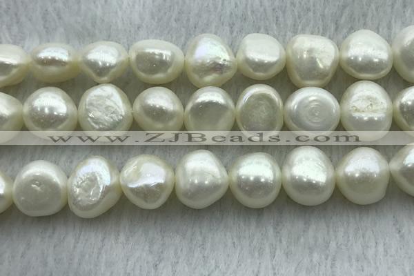 FWP260 15 inches 11mm - 12mm baroque white freshwater pearl strands