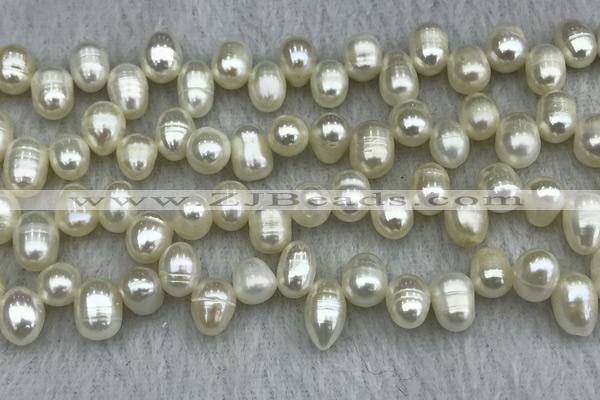 FWP340 Top-drilled 7mm - 8mm potato white freshwater pearl strands