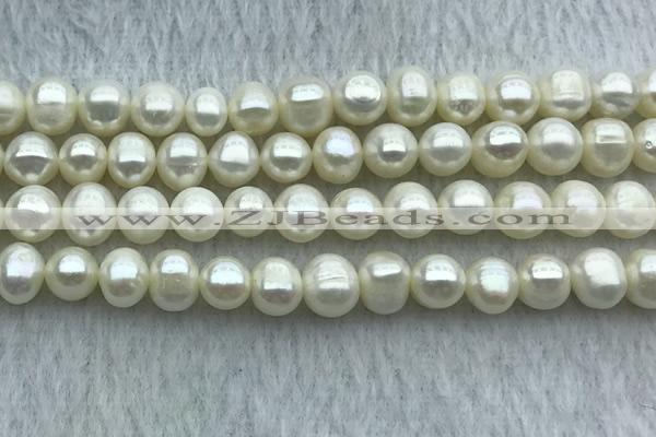 FWP71 15 inches 7mm - 8mm potato white freshwater pearl strands