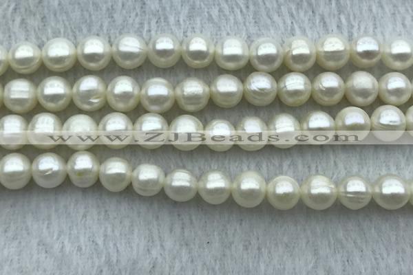 FWP72 15 inches 7mm - 8mm potato white freshwater pearl strands