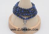 GMN2427 Hand-knotted 6mm blue tiger eye 108 beads mala necklace with charm