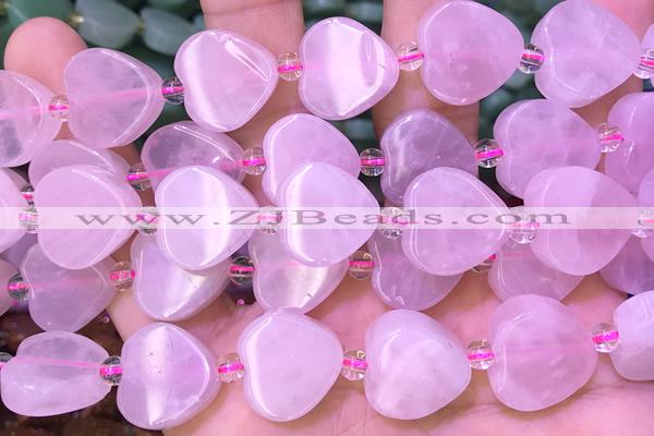 HEAR30 15 inches 16mm – 17mm heart rose quartz beads