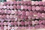 HEAR44 15 inches 6mm heart pink wooden jasper beads