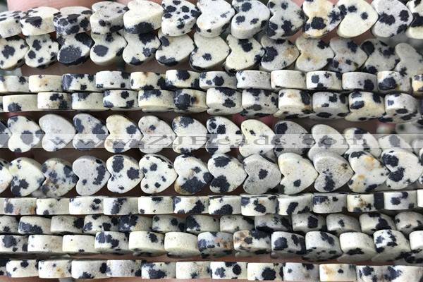 HEAR47 15 inches 6mm heart dalmatian jasper beads