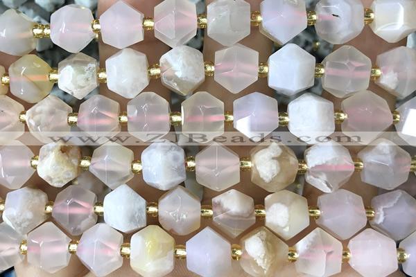 MIXE103 15 inches 10mm faceted sakura agate gemstone beads