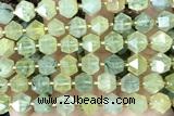 MIXE114 15 inches 10mm faceted green rutilated quartz beads