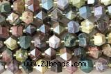 MIXE118 15 inches 10mm faceted picasso jasper gemstone beads