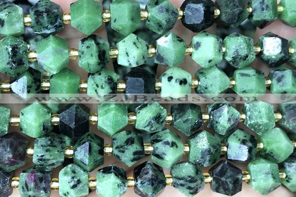 MIXE121 15 inches 10mm faceted ruby zoisite gemstone beads