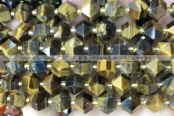 MIXE131 15 inches 10mm faceted tiger eye gemstone beads