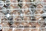 MIXE140 15 inches 12mm faceted hexagon white crystal beads