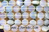 MIXE141 15 inches 12mm faceted hexagon white opal beads