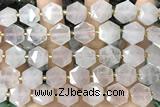 MIXE142 15 inches 12mm faceted hexagon rose quartz beads