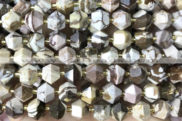 MIXE72 15 inches 10mm faceted Australian zebra jasper beads