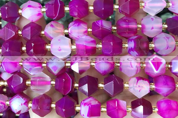 MIXE85 15 inches 10mm faceted banded agate gemstone beads