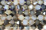 MIXE86 15 inches 10mm faceted banded agate gemstone beads