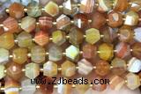 MIXE87 15 inches 10mm faceted banded agate gemstone beads