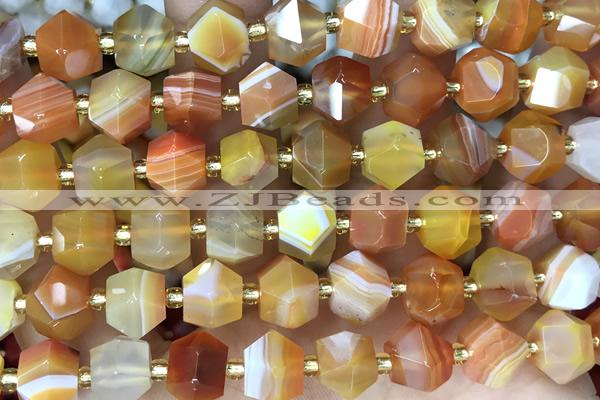 MIXE87 15 inches 10mm faceted banded agate gemstone beads