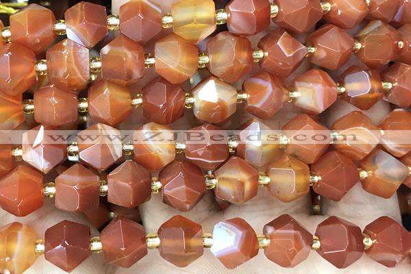 MIXE88 15 inches 10mm faceted banded agate gemstone beads