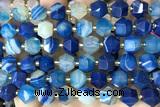 MIXE91 15 inches 10mm faceted banded agate gemstone beads