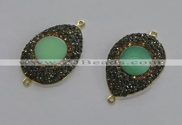 NGC1176 25*35mm teardrop Australia chrysoprase connectors wholesale