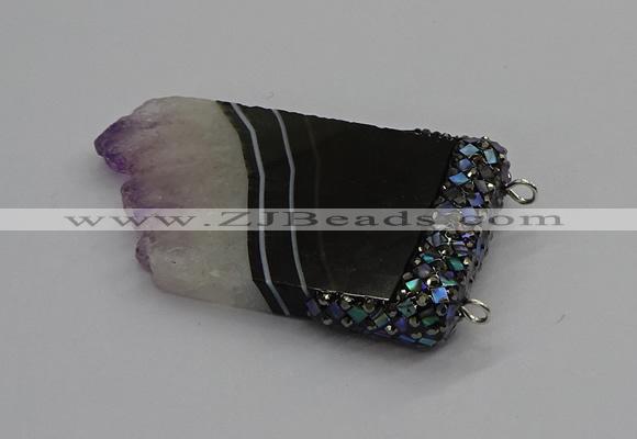 NGC1722 30*45mm - 35*55mm freeform druzy amethyst connectors