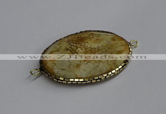 NGC1821 35*50mm oval agate gemstone connectors wholesale