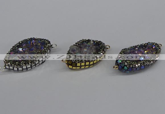 NGC1863 20*30mm - 22*35mm marquise plated druzy amethyst connectors