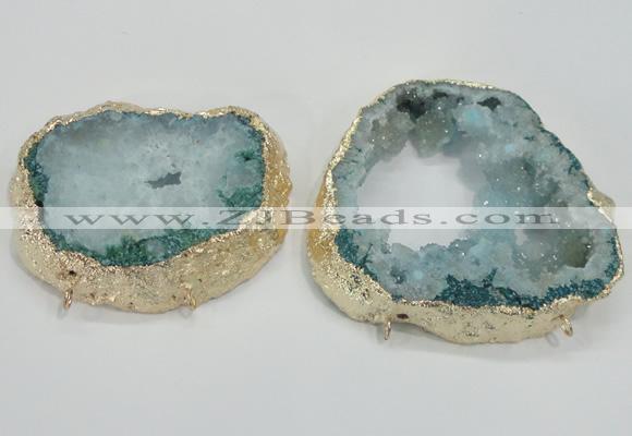 NGC203 50*60mm - 55*75mm freeform druzy agate connectors