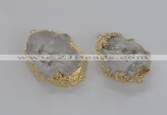 NGC267 35*45mm - 40*50mm freeform plated druzy agate connectors