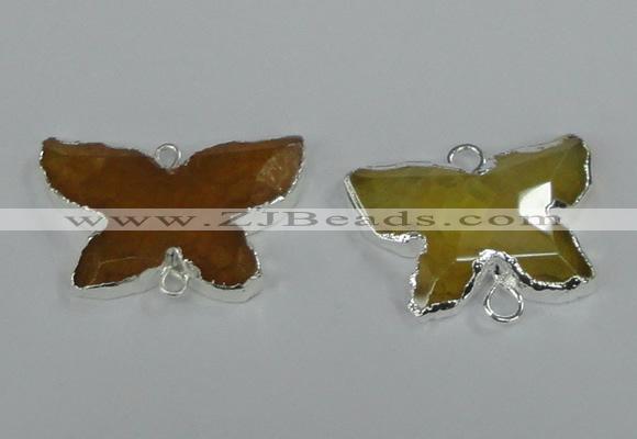 NGC308 22*30mm carved butterfly agate gemstone connectors