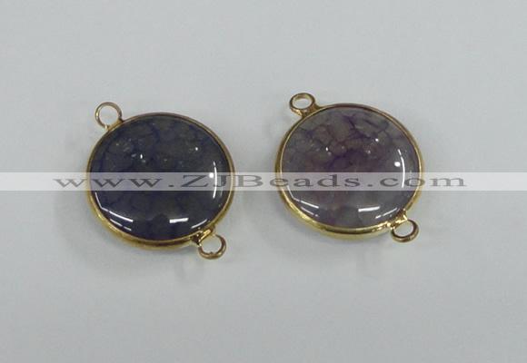 NGC396 18mm flat round agate gemstone connectors wholesale