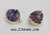 NGC419 20mm coin druzy amethyst gemstone connectors wholesale