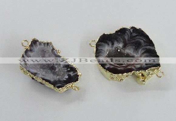 NGC450 18*25mm - 25*35mm freeform druzy agate gemstone connectors