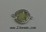 NGC5023 20mm flat round lemon quartz with rhinestone connectors