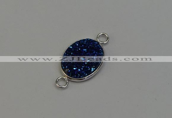 NGC5061 15*20mm oval plated druzy agate connectors wholesale