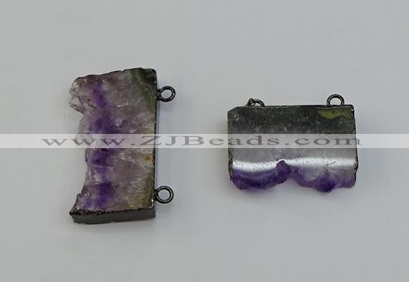 NGC5182 20*35mm - 22*40mm freeform druzy amethyst connectors