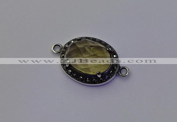 NGC5532 16*20mm oval lemon quartz connectors wholesale