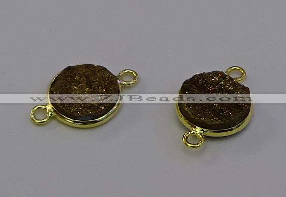 NGC5595 15mm - 16mm coin plated druzy agate connectors wholesale